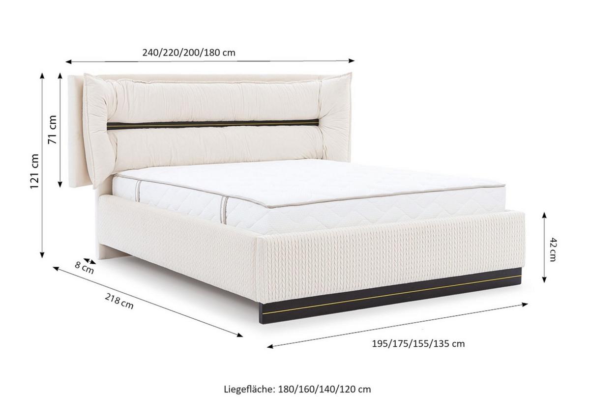 POLSTERBETT Hamilton Magic Velvet Set.1 - Braun, Holzwerkstoff/Textil (140/200cm) - Fun Möbel