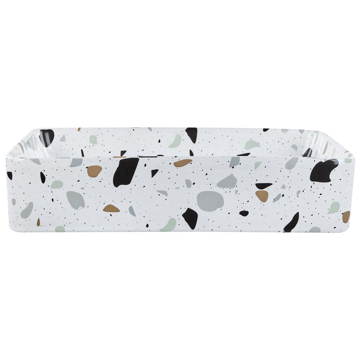 AUFSATZWASCHBECKEN Terrazzo Weiß 51/34 cm Keramik Nules - Weiß, Keramik (51/11/34cm) - Beliani