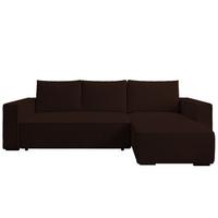 ECKSOFA CUDDY L, Eckcouch in L-Form mit Schlaffunktion und Bettkasten, Farbe: Dunkelbraun, Cordstoff, Ottomane Rechts - Dunkelbraun, Textil (240/140cm) - Storez24