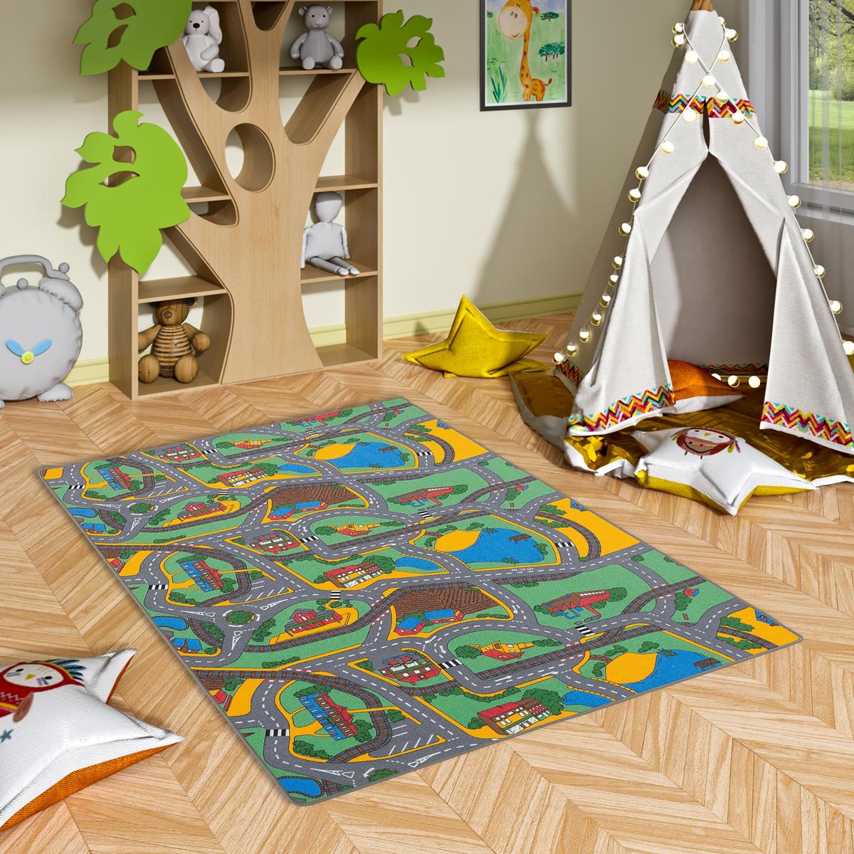 KINDER SPIEL STRASSENTEPPICH - Multicolor, Textil (160/200cm) - Snapstyle