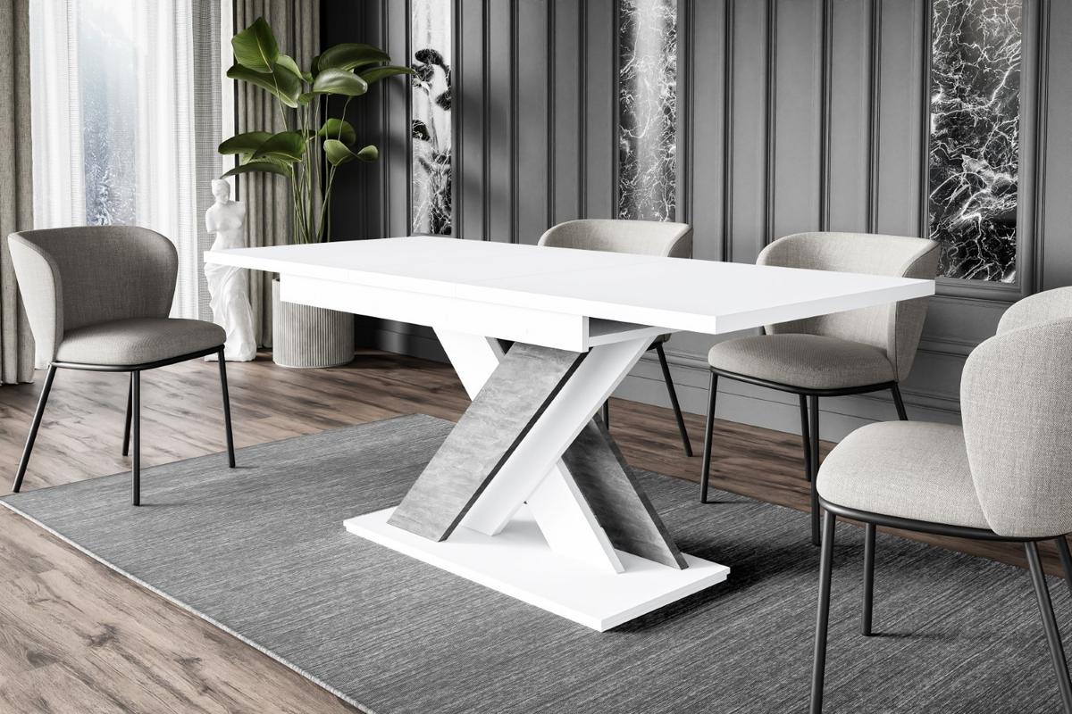 ESSTISCH ausziehbar 140 -180x80x75 cm - Weiß / Betonoptik - RONX - Weiß, Holzwerkstoff (140/80/75cm) - ALTDECOR