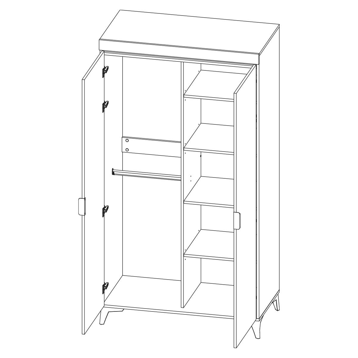 SCHRANK 2 Türen Ruben Holz - Braun, Holzwerkstoff (105/195/55cm) - Petits-meubles