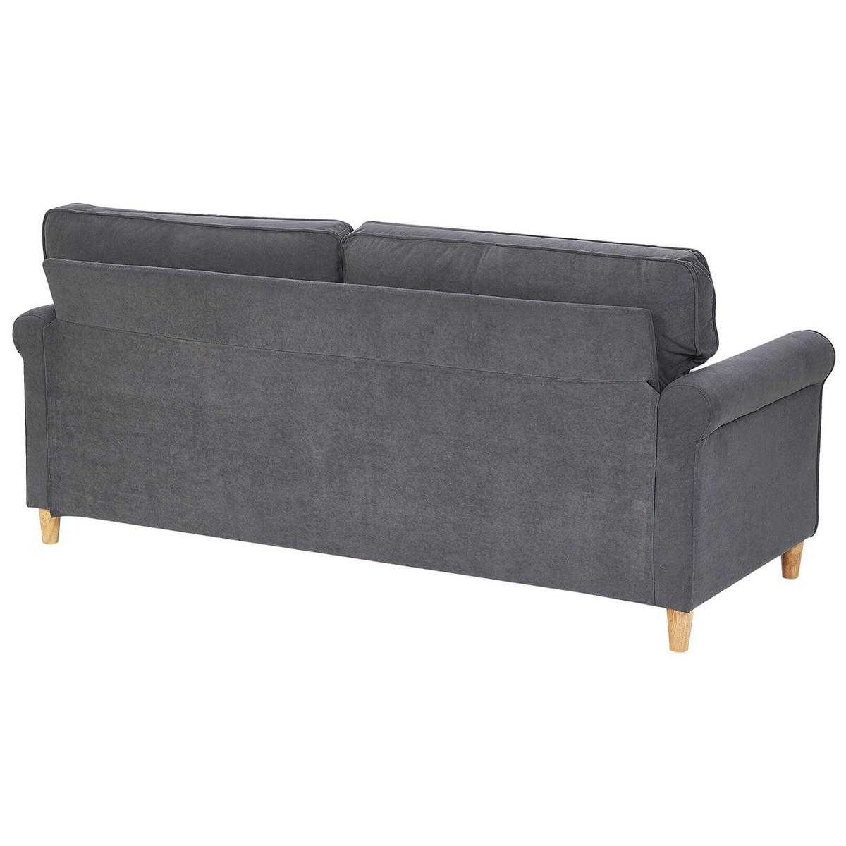 3-SITZER-SOFA Samtstoff Dunkelgrau Ronneby - Dunkelgrau, Textil (190/88/78cm) - Beliani
