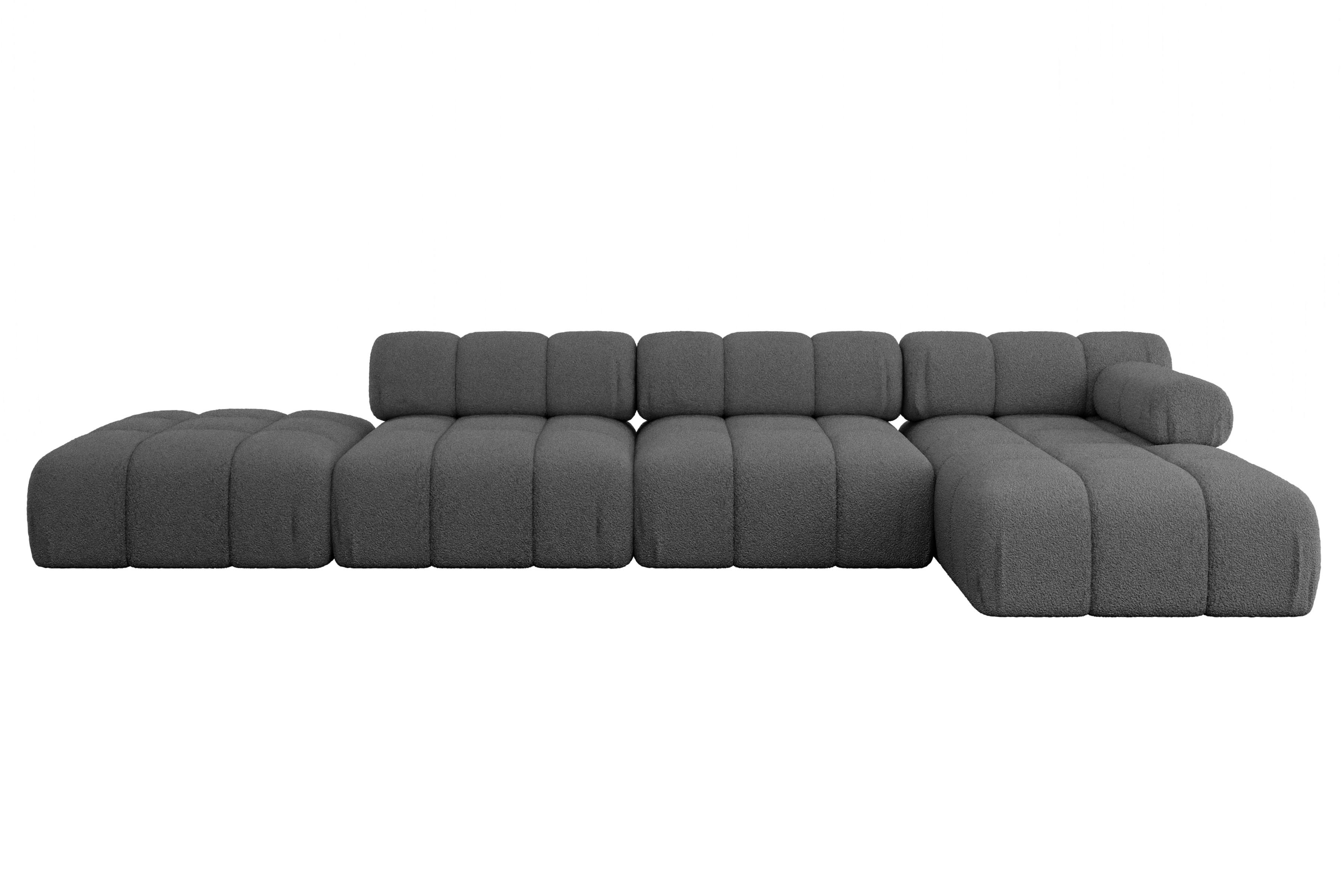 ECKSOFA modulares Sofa Lizur-L2 - 380x160x70 cm Grau Bouclé - Grau, Holzwerkstoff/Textil (380/160cm) - ALTDECOR