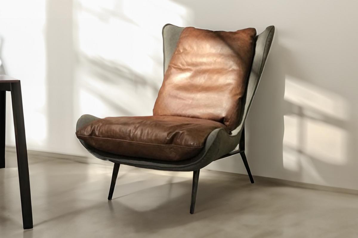SESSEL ERIO Braun Leder - Schwarz/Braun, Leder (77/90/85cm) - KAWOLA