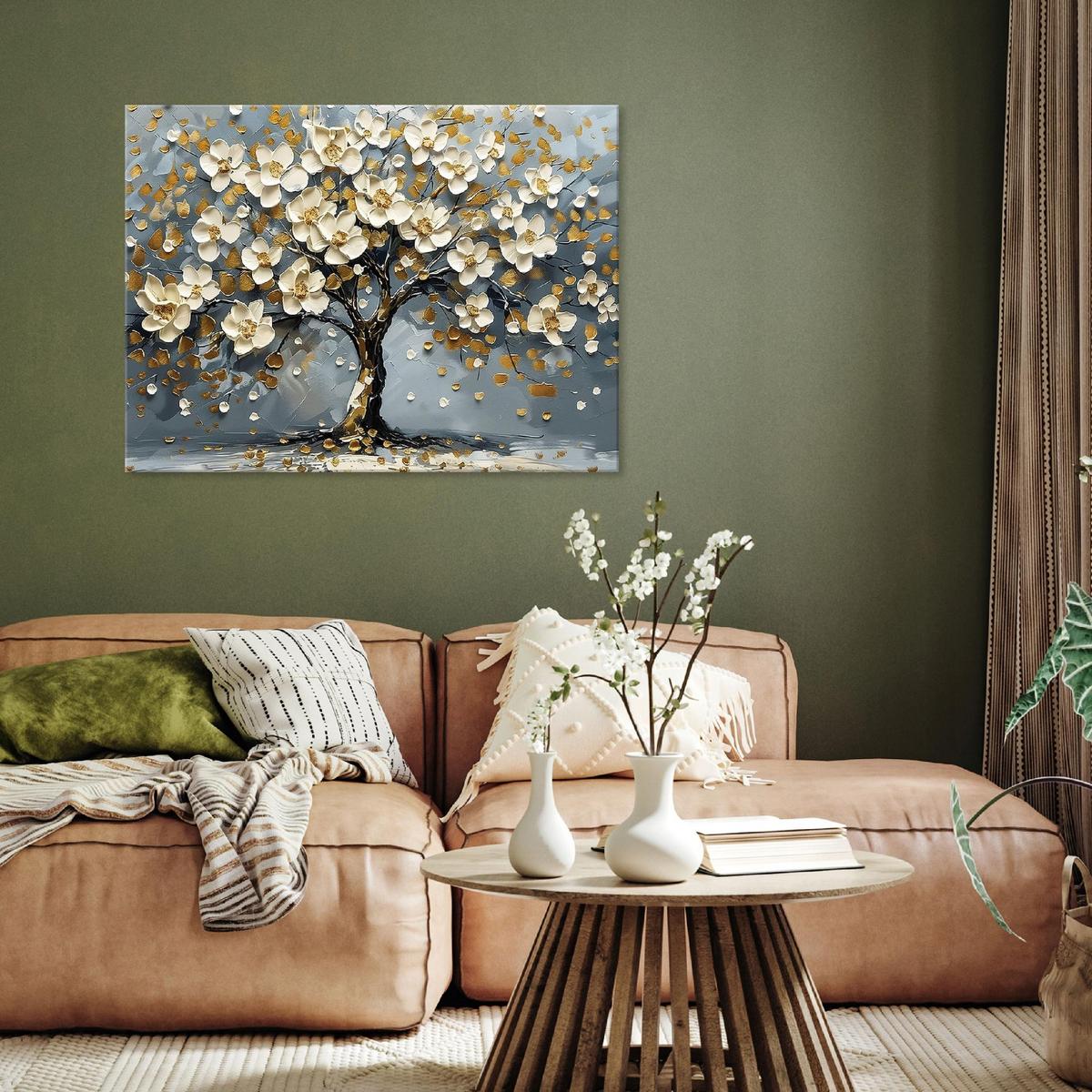 LEINWANDBILD Blumen Abstrakt Baum 60x40 - Multicolor, Holzwerkstoff (60/40cm) - Wallarena