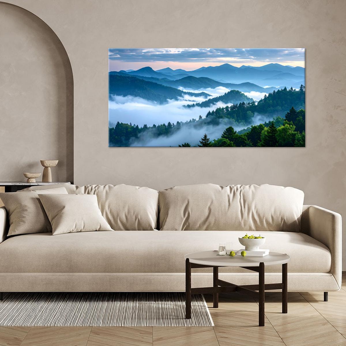 LEINWANDBILD Landschaften 80x40cm - Blau, Textil (80/40cm) - Feeby