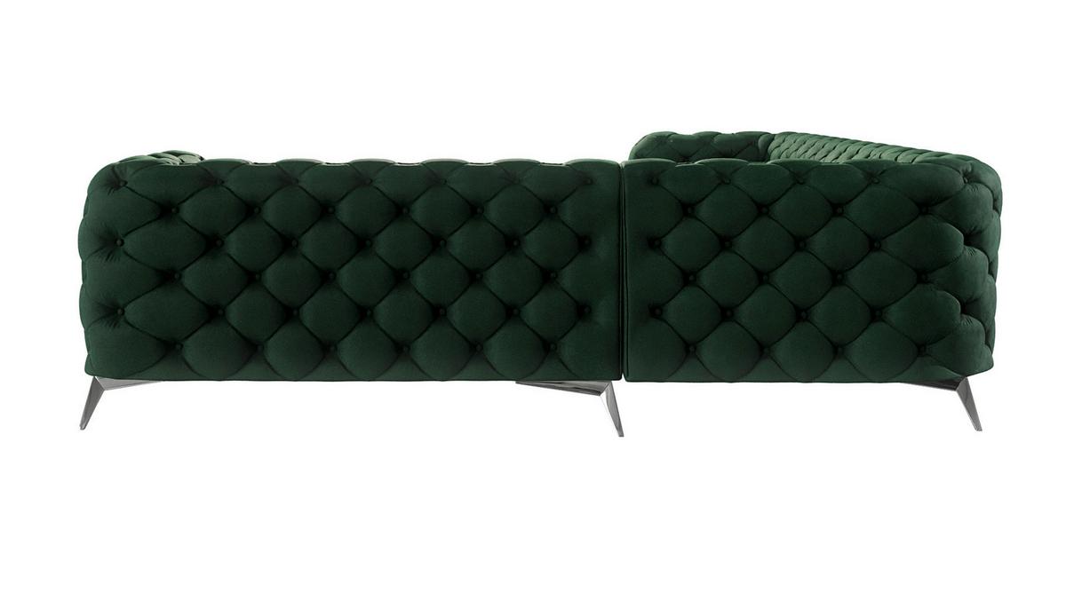 ECKSOFA Chesterfield Laura Flasche Grün Samt - Smaragdgrün/Silberfarben, Holz/Textil (323/264cm) - S-Style Möbel