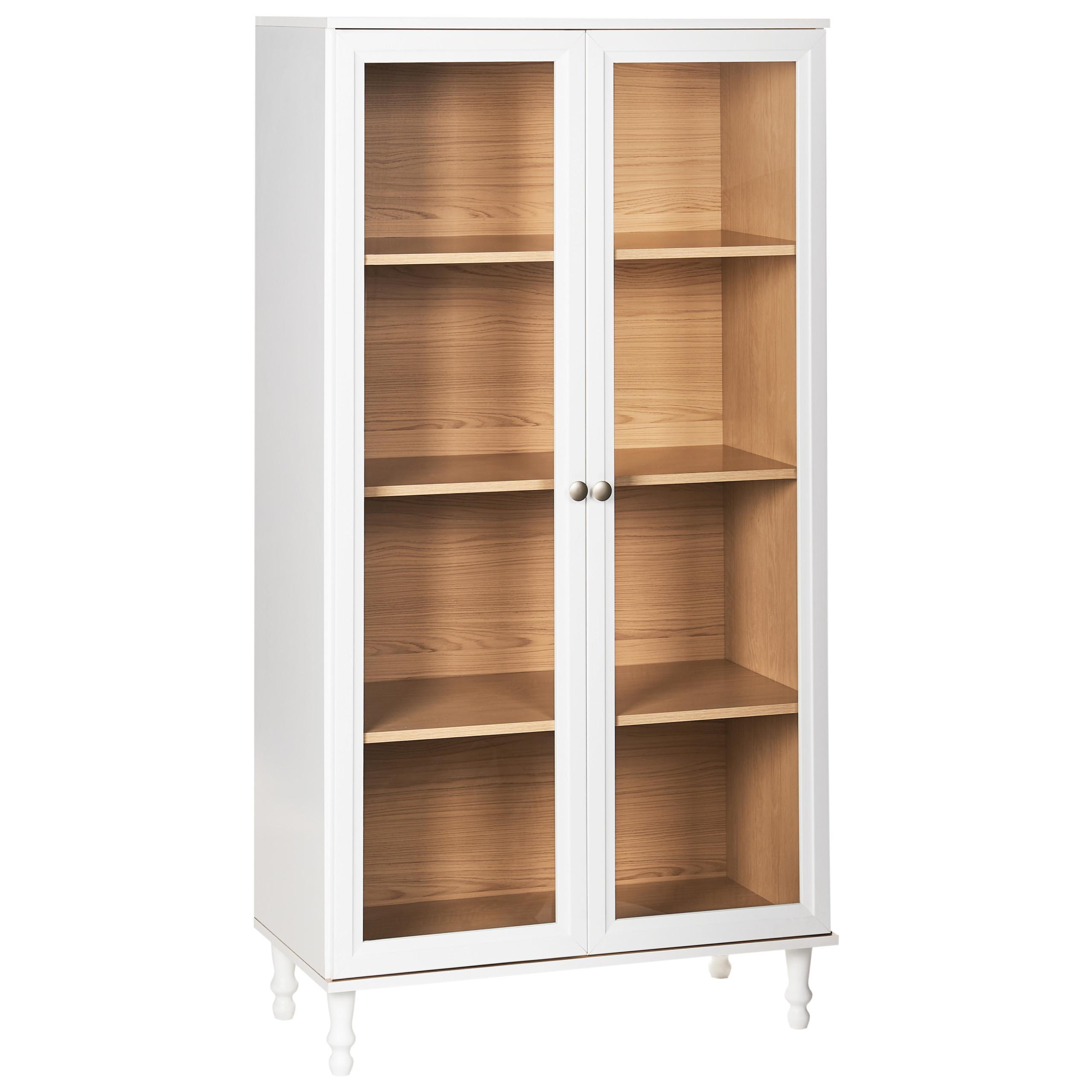 VITRINE mit Glastüren 80 cm Weiß Tingledale - Weiß, Holzwerkstoff (80/151/40cm) - Beliani