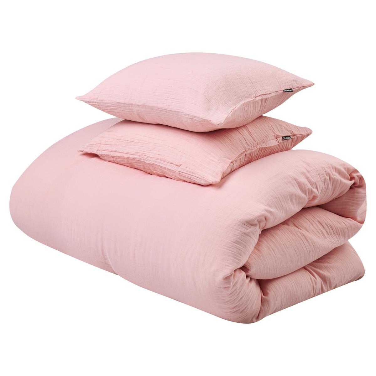 BETTWÄSCHE-SET 200/200 cm Baumwollmusselin Pastellrosa Sumner - Pink, Textil (200/200cm) - Beliani