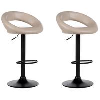 BARHOCKER 2er-Set Kunstleder hellbeige/schwarz höhenverstellbar Peoria - Beige/Schwarz, Kunststoff (53/79/48cm) - Beliani