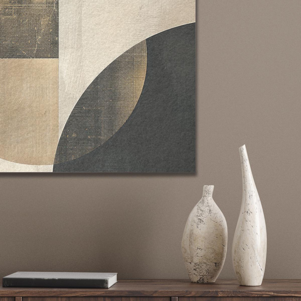 AKUSTIKBILD Abstrakt - Geometrische Formen - Schwarz - Gold Wandbilder 60x60 cm - Ecru, Kunststoff (60/60/0.9cm) - MuchoWow
