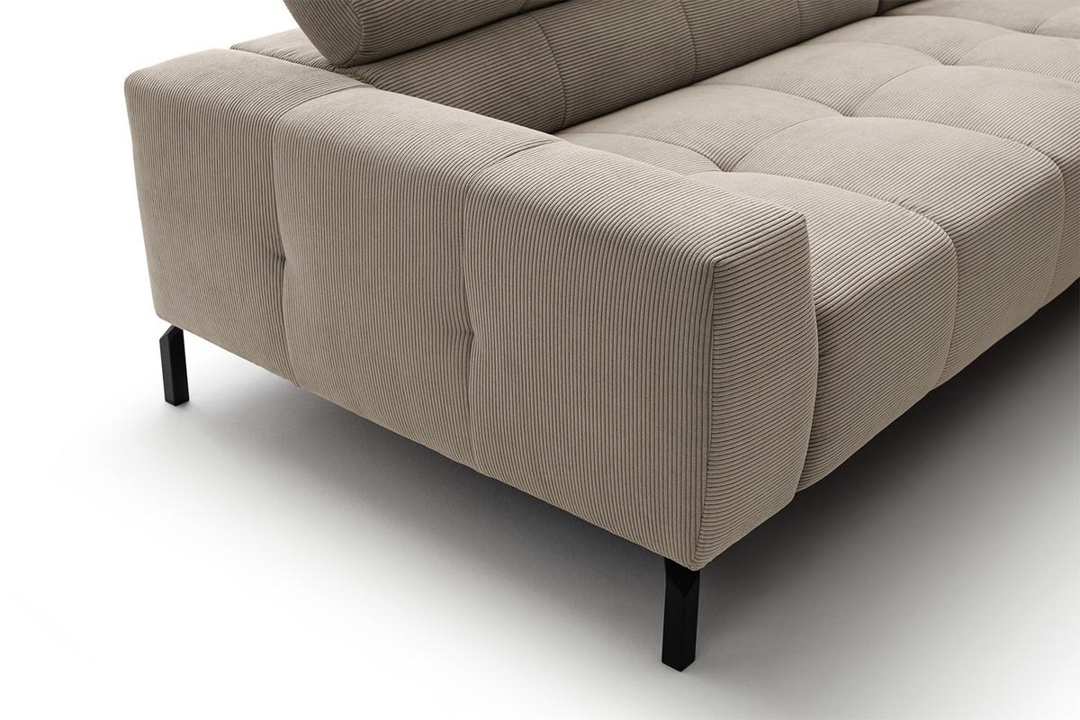 ECKSOFA MIT MOTORISCHEM SITZVORZUG OHIO Beige Cord Relaxfunktion - Beige/Schwarz, Textil/Metall (311/219cm) - KAWOLA