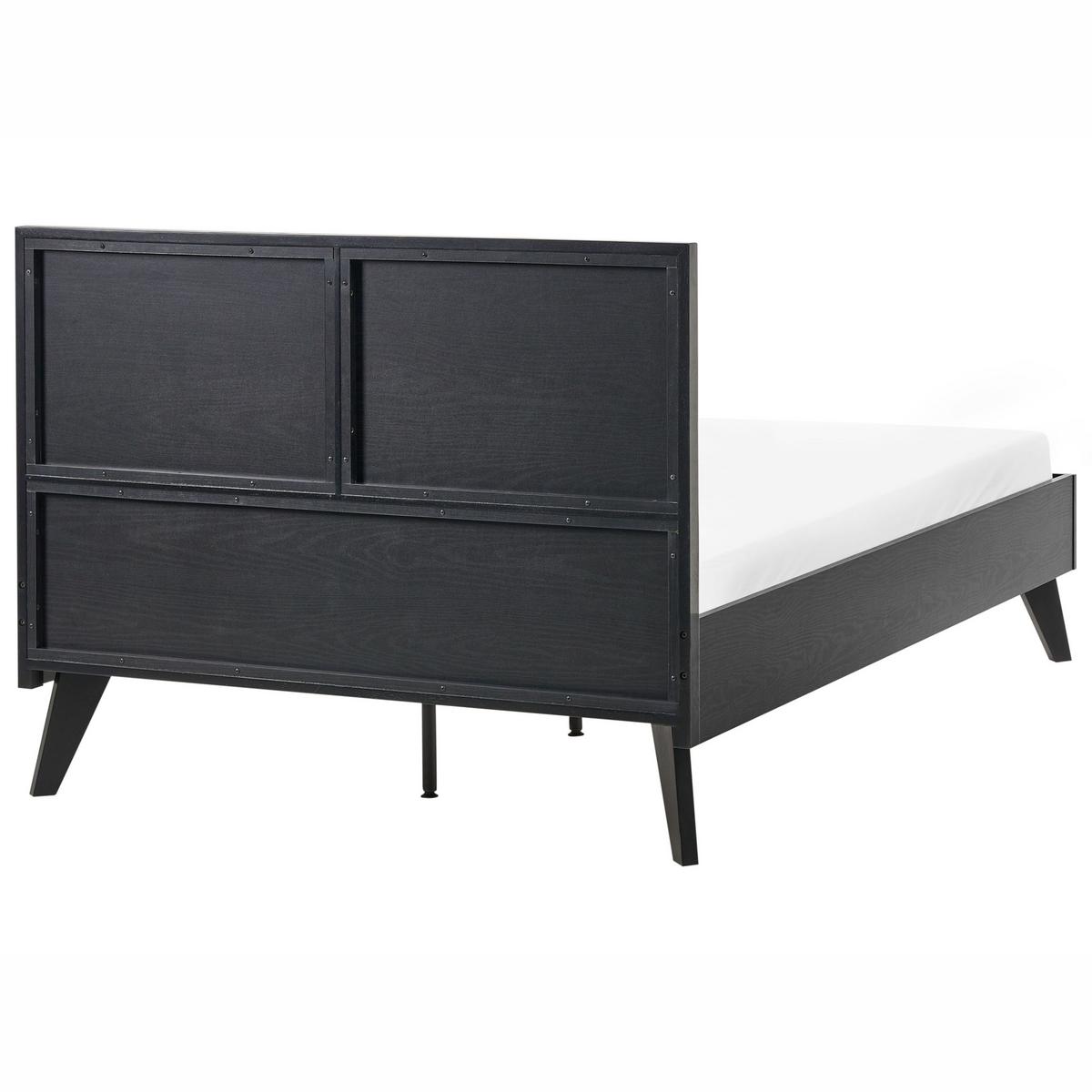 BETT mit Lattenrost 120/200 cm Faserplatte, PE Rattan Schwarz Monpazier - Schwarz, Naturmaterialien (120/200cm) - Beliani