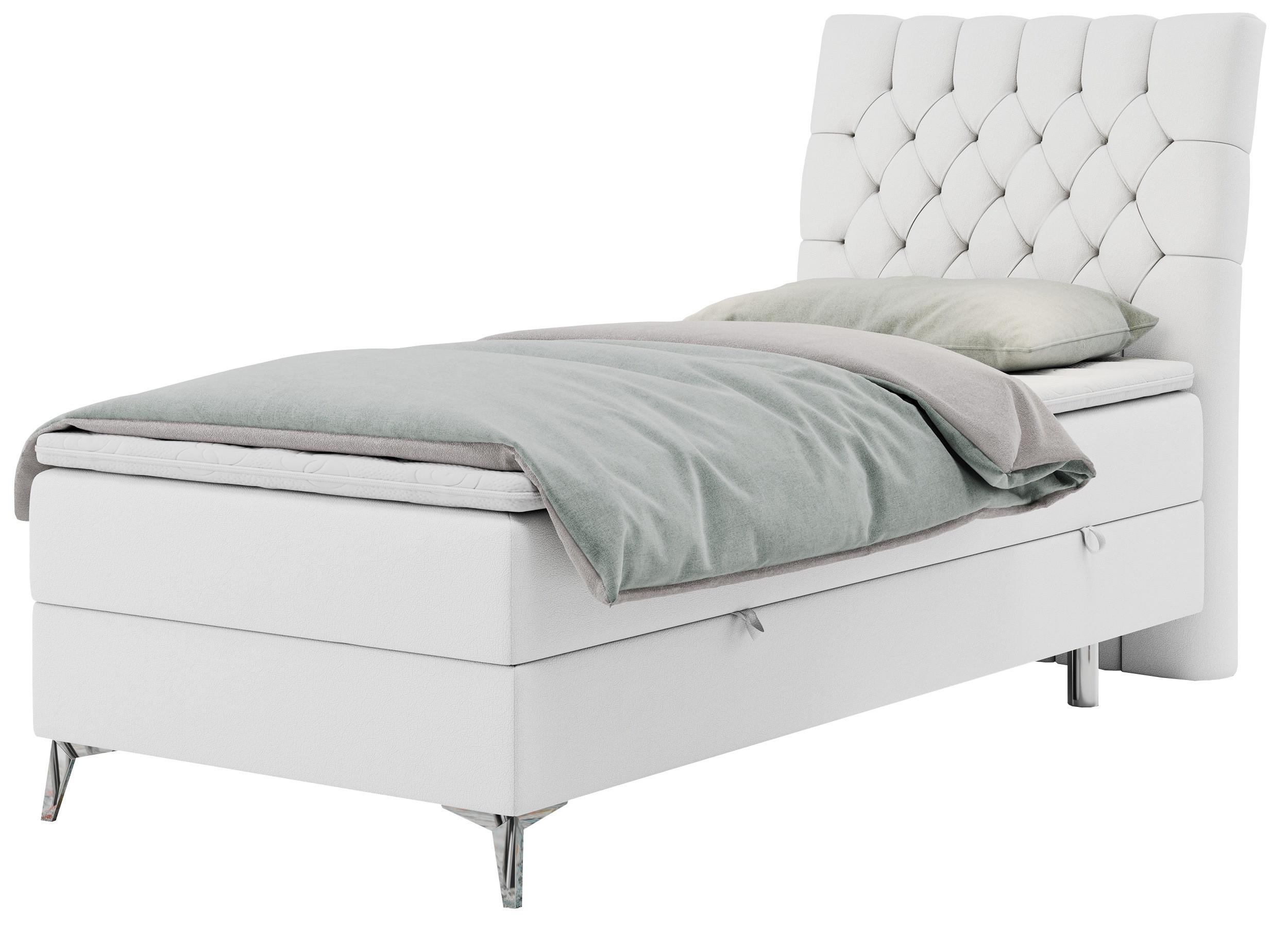 BOXBETT MILEN 90/200 Weiß Kunstleder - H3 - Rechts Seite - Weiß, Holz/Textil (90/200cm) - MKS