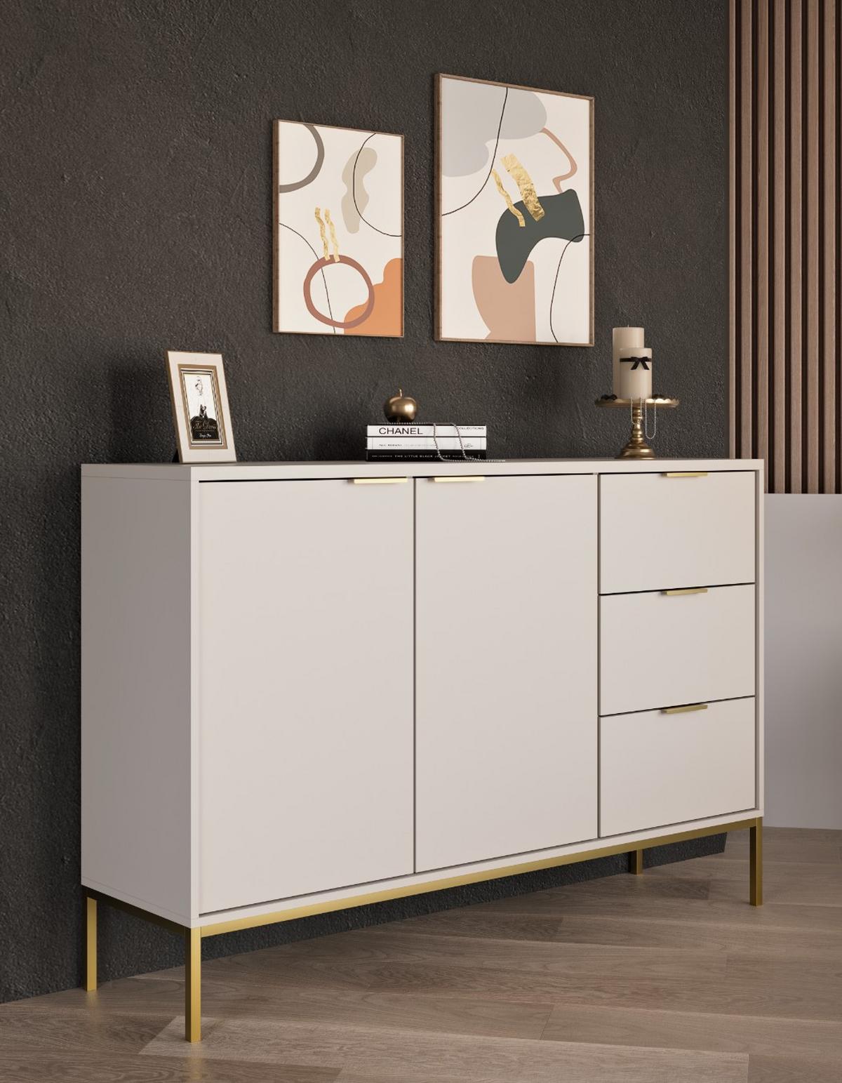 KOMMODE Austin 40/100,4/150 - Kaschmir/Goldfarben, Holzwerkstoff (40/100/150cm) - RAUMHIRSCH FURNITURE