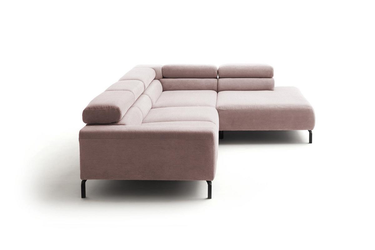 ECKSOFA DELIA Pink Cord - Schwarz/Rosa, Textil/Metall (312/219cm) - KAWOLA