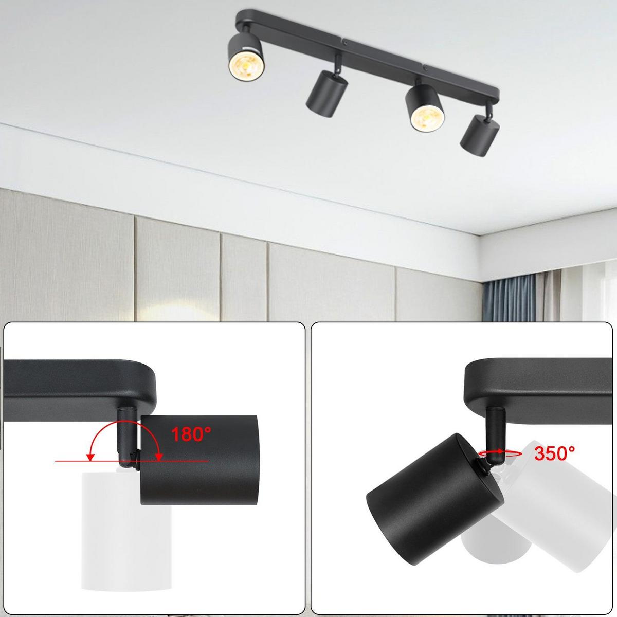 DECKENSTRAHLER Freiheit 4-flammig 58/7/14 cm - Schwarz, Metall (58/7/14cm) - Nettlife
