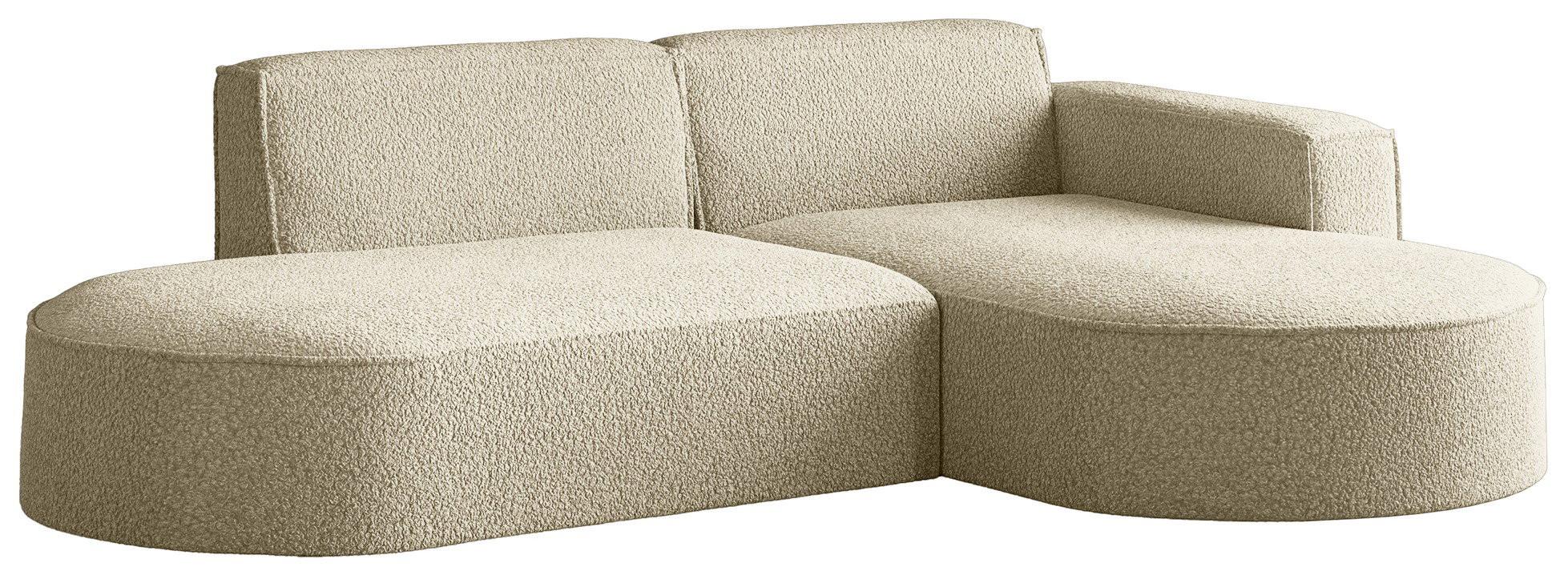 ECKSOFA Hana L-Form 3-Sitzer Ecke Rechts, Boucle, Beige 241/73/168 cm - Beige/Schwarz, Textil/Metall (168/241cm) - WFL GROUP