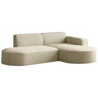 ECKSOFA Hana L-Form 3-Sitzer Ecke Rechts, Boucle, Beige 241/73/168 cm - Beige/Schwarz, Textil/Metall (168/241cm) - WFL GROUP
