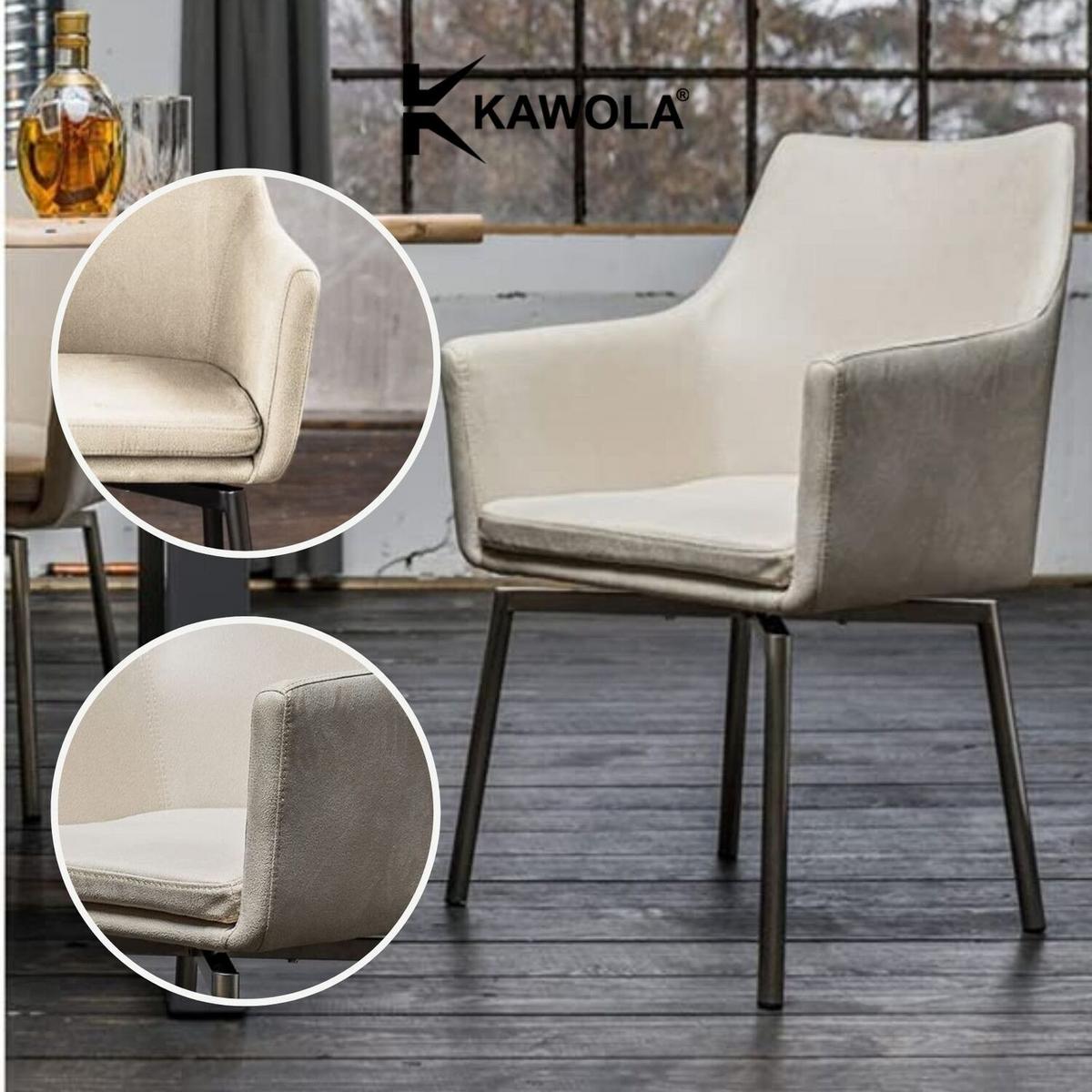STUHL CALI Beige Microfaser Drehbar (180°) - Beige, Textil (56/88.5/61cm) - KAWOLA