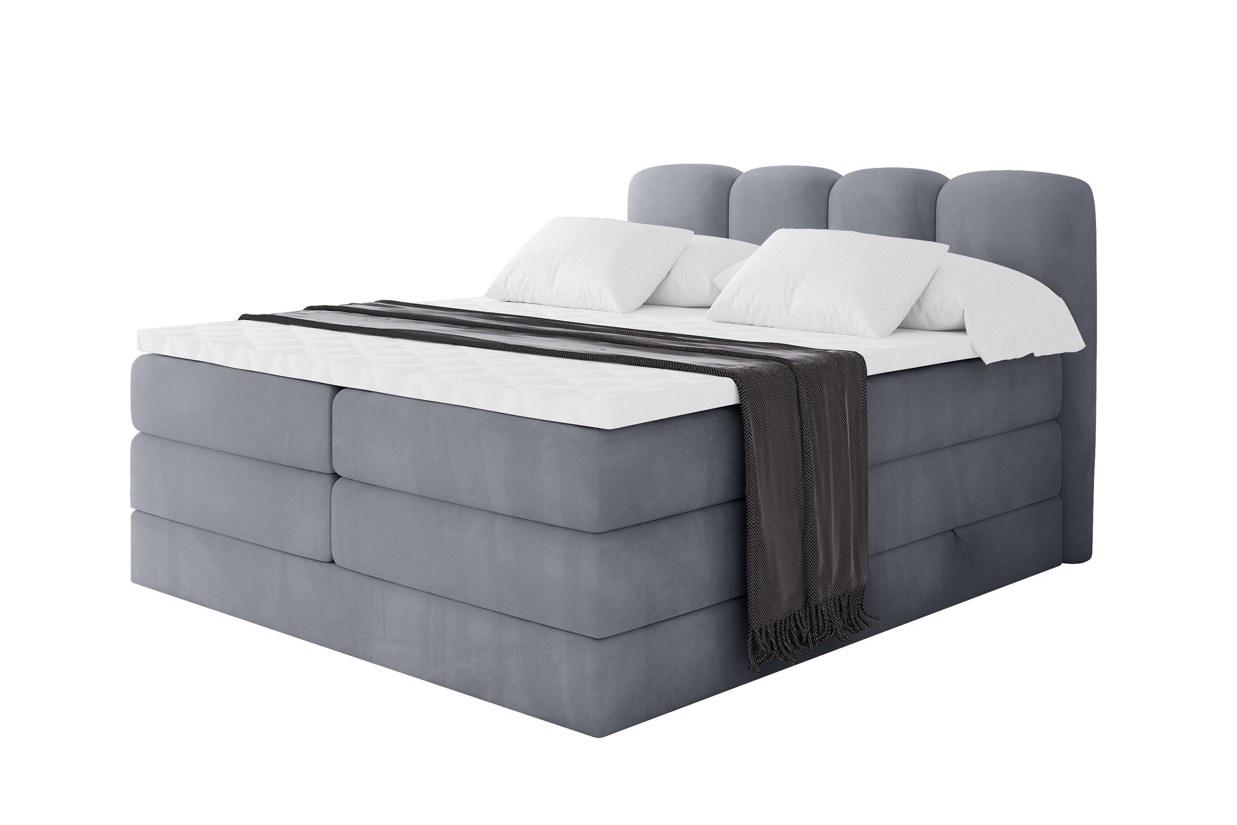 BOXBETT mit Matratze H3|H4 - NINA KING - 160x200 cm - Grau - Anthrazit, Holzwerkstoff (160/200cm) - ALTDECOR