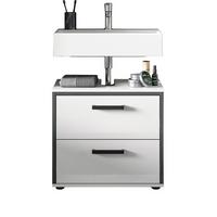 WASCHBECKENUNTERSCHRANK weiß Hochglanz, grau 60 cm, Unterschrank mit Schubkästen - Weiß Hochglanz/Schwarz, Holzwerkstoff/Kunststoff (60/55/37.5cm) - Inn.Furn