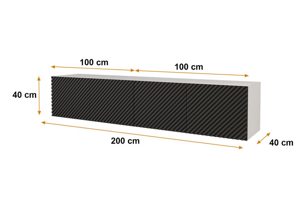 LOWBOARD ZENO-W 2x100x40x40 cm - Weiß / Schwarz - Schwarz, Holzwerkstoff (200/40/40cm) - ALTDECOR