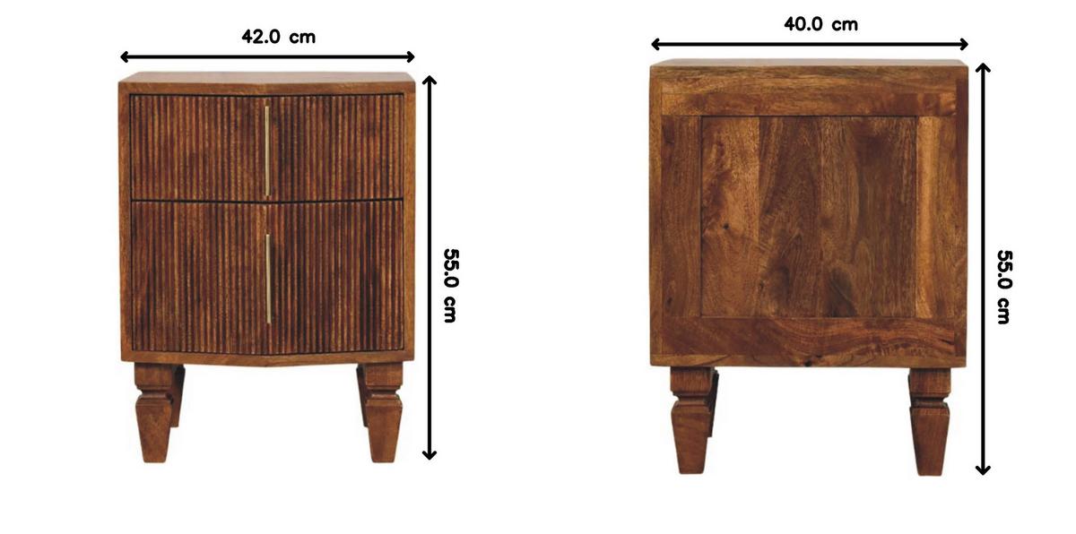 NACHTKASTEN Lamellen-Einheit, 2 Schubladen, Hellbraun - Hellbraun/Messingfarben, Holz/Metall (42/55/40cm) - Artisan Furniture