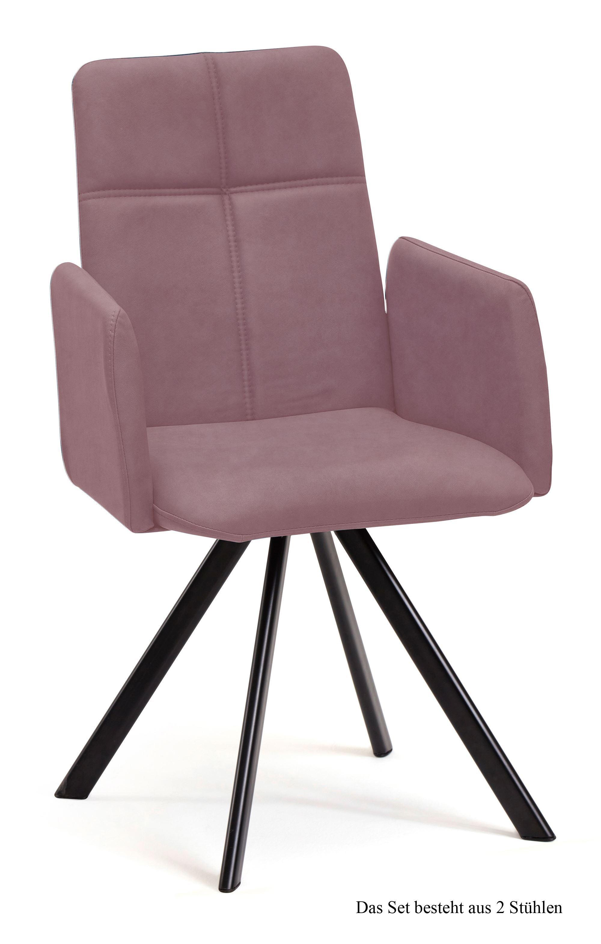 ARMLEHNSTUHL (2er-Set) Dawna 52x92x60 Schwarz/Rosewood - Dunkelrosa/Schwarz, Kunststoff (60/92/52cm) - 58aufmkessel