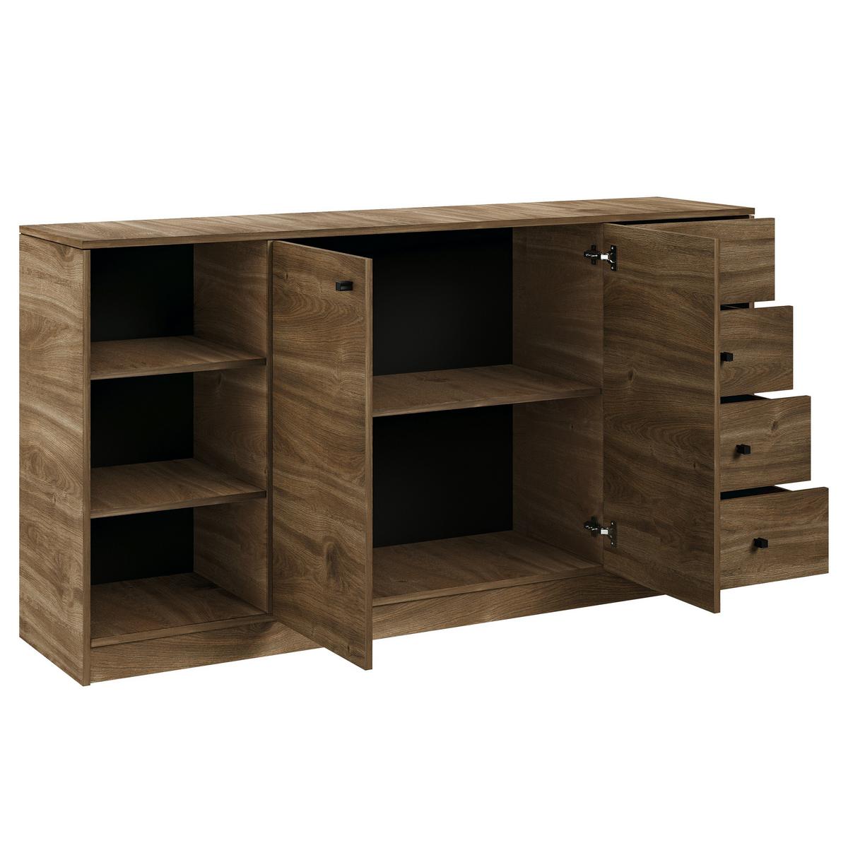 KOMMODE NESTOS 160/87/40cm mit 4 Schubladen 2 Türen Braun - Braun, Holzwerkstoff (160/87/40cm) - MASSENO