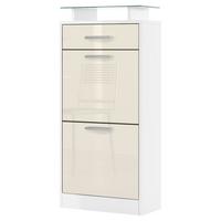 SCHUHSCHRANK Loret Front in Creme Hochglanz - Creme, Holzwerkstoff (46/104/23cm) - Vladon