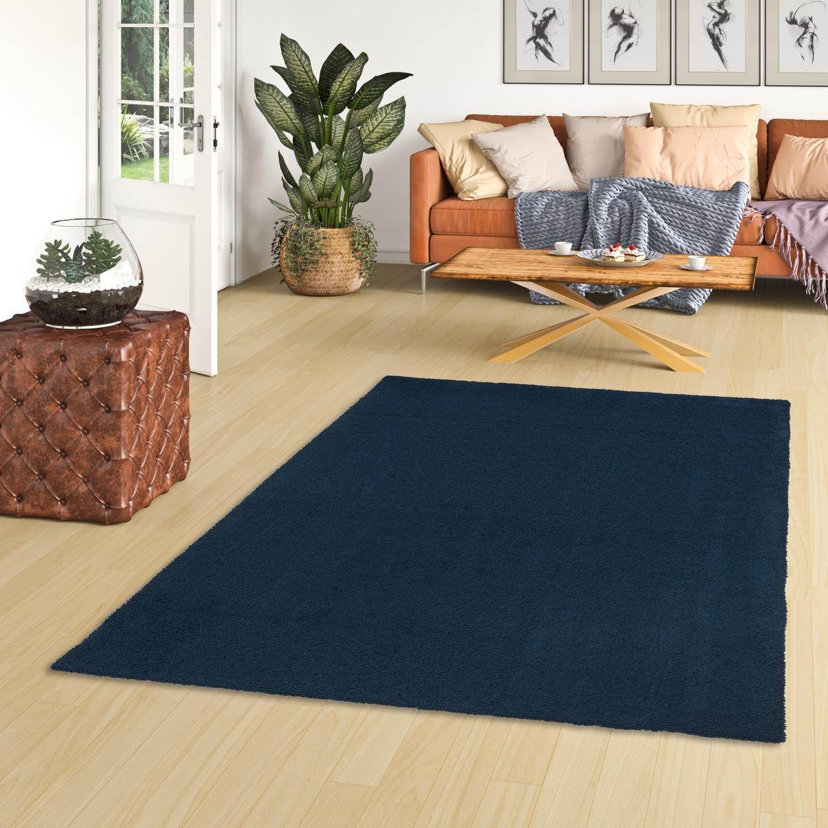 LUXUS HOCHFLOR SHAGGY TEPPICH VELVET - Dunkelblau, Textil (80/240cm) - Snapstyle