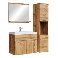 BADMÖBEL-SET Montreal 4 Teile Eiche - 60 x 35 x 51 cm - Chromfarben/Eichefarben, Holz/Metall (60/51/35cm) - Badplaats