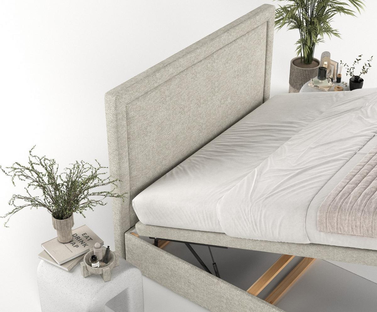 POLSTERBETT Salma mit Stauraum 120/200 cm Beige im Alta Stoff - Beige/Schwarz, Holz/Holzwerkstoff (120/200cm) - AltaBeds