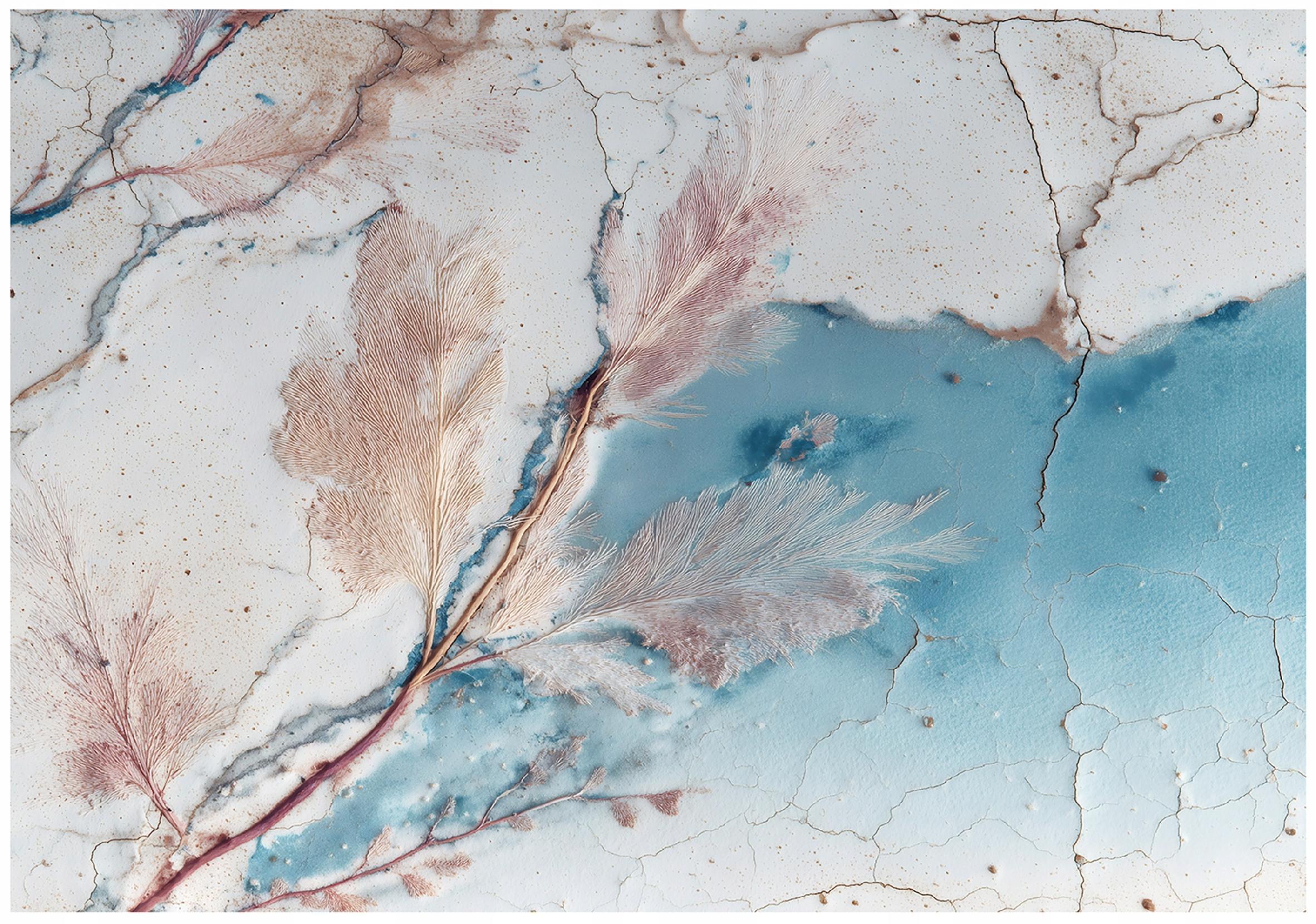 FOTOTAPETE Abstrakt Blätter Blau 300x210 cm - Multicolor, Papier (300/210cm) - Wallarena