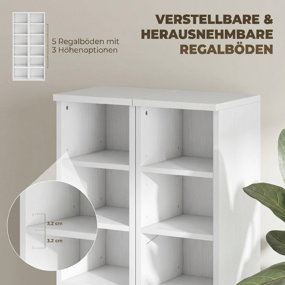 CD-REGAL Spanplatte Weiß - Weiß, Holzwerkstoff (21/88.5/22.5cm) - HOMCOM