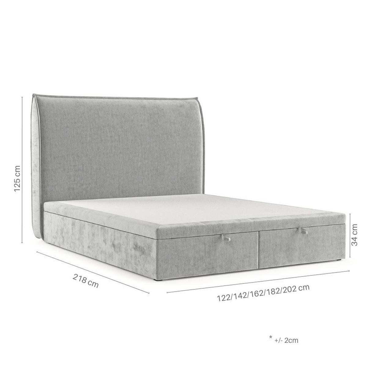 POLSTERBETT Tuvalu mit Stauraum 120/200 cm Hellgrau im Lotta Stoff - Hellgrau/Schwarz, Holz/Holzwerkstoff (120/200cm) - AltaBeds