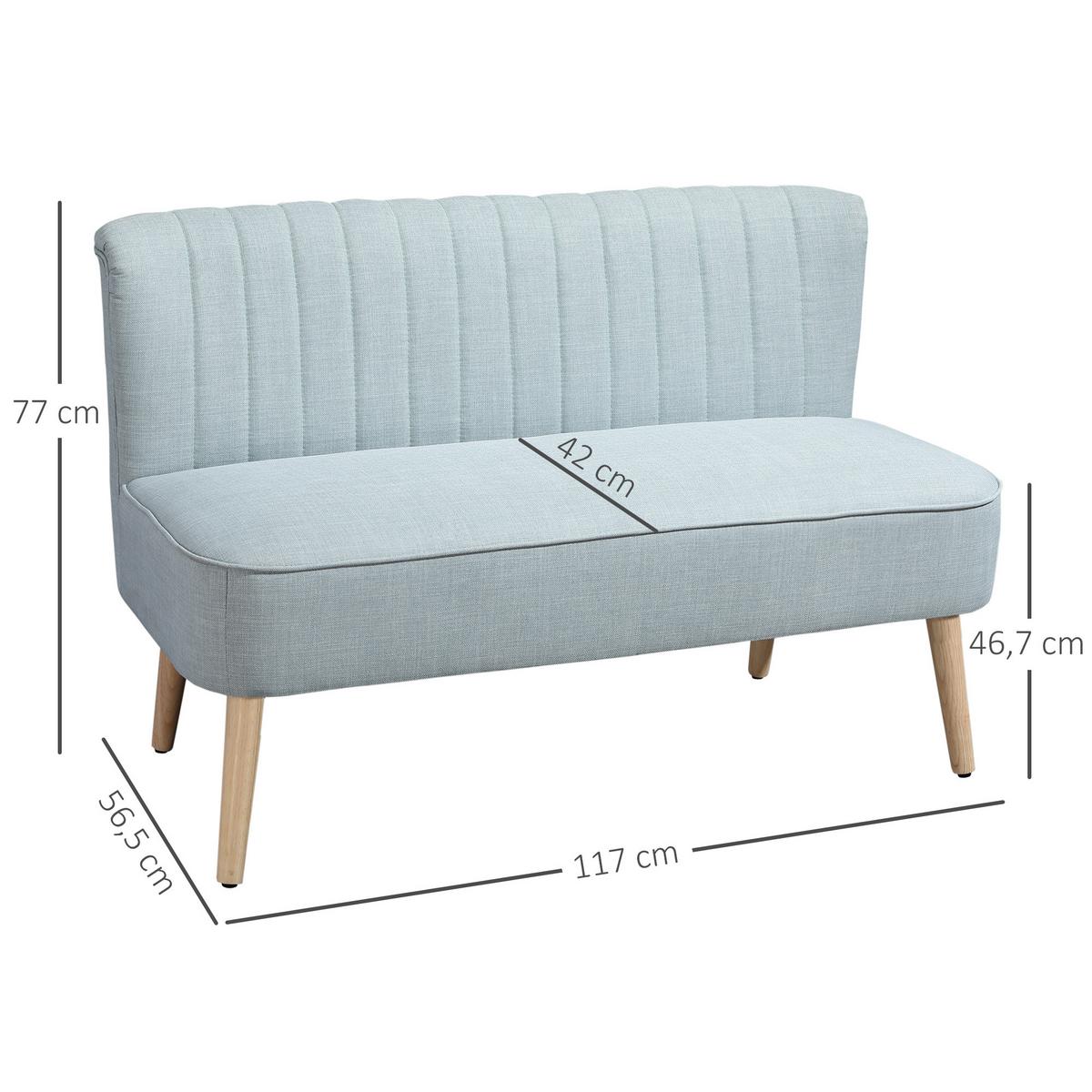 SOFA Polyester Grün - Hellgrün/Naturfarben, Holz/Textil (56.5/77/117cm) - HOMCOM