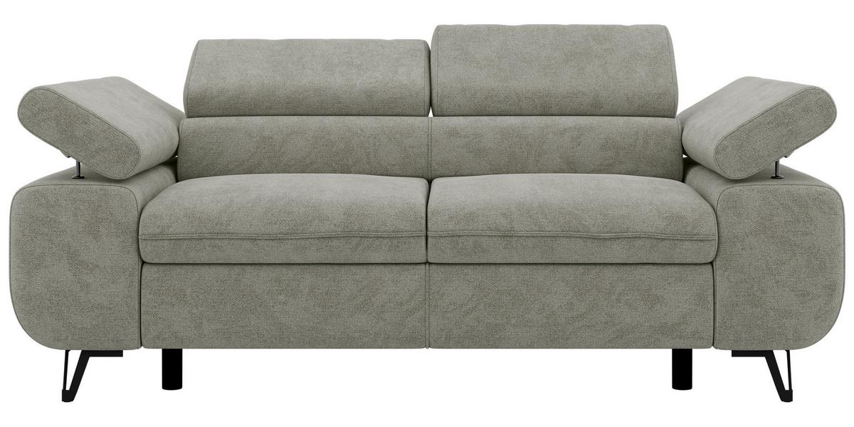 2-SITZER SOFA PETER - Hellgrau Stukture - Hellgrau/Schwarz, Textil/Metall (200/76/99cm) - MKS