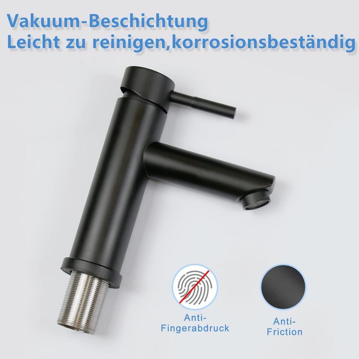 WASCHTISCHARMATUR KARYL 10/5/18 cm - Schwarz, Metall (5/18/10cm) - Nettlife