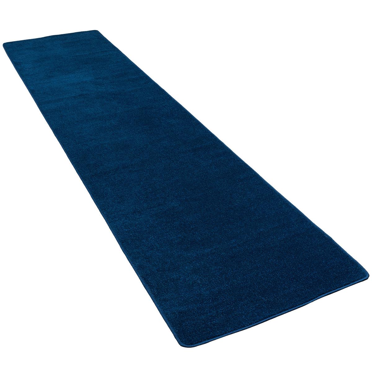 TREND VELOURS LÄUFER TEPPICH JOY - Dunkelblau, Textil (80/320cm) - Snapstyle