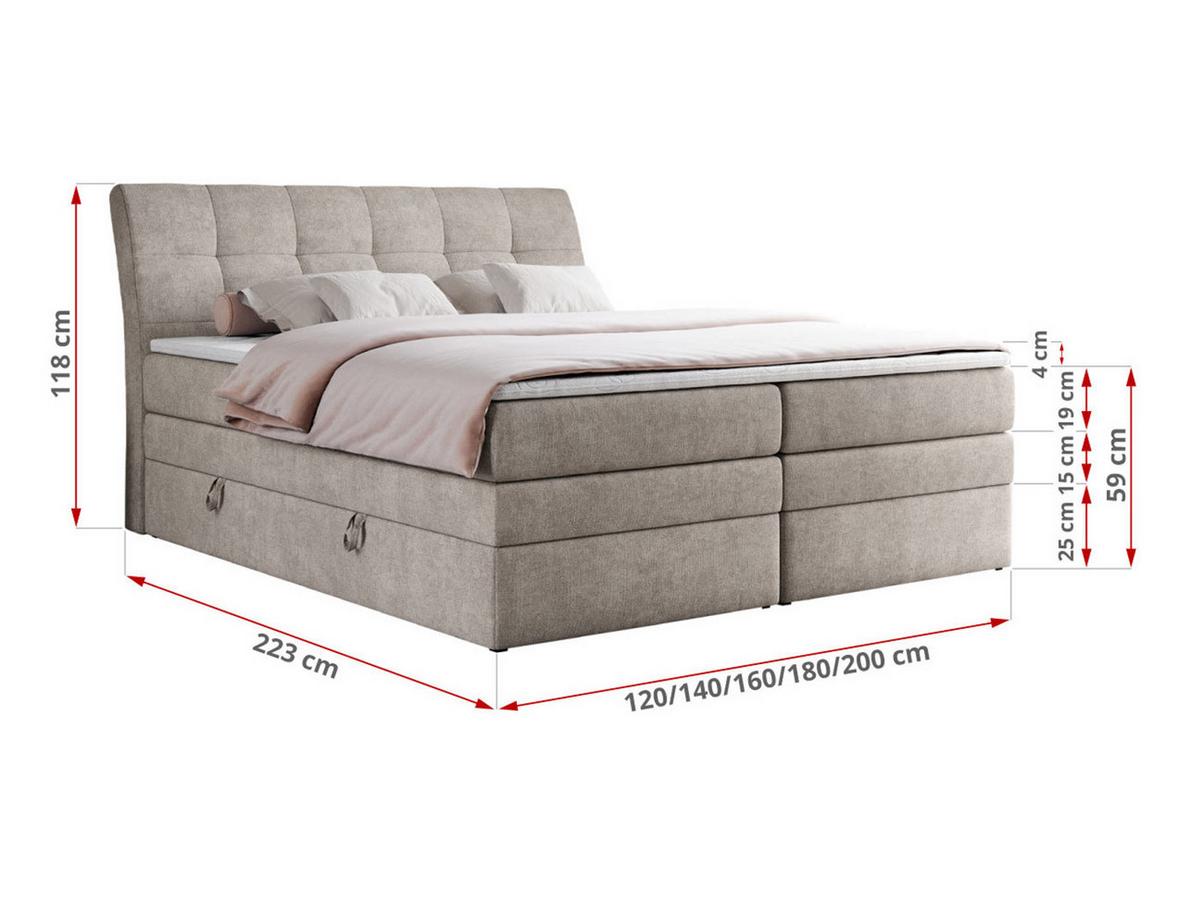 BOXSPRINGBETT GOLD-10 KING 120/200 Beige Struktur - H3 - Beige, Holz/Textil (120/200cm) - MKS