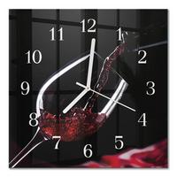 WANDUHR aus Glas 30x30 cm - Wein - Schwarz, Glas (30/30/0.4cm) - TULUP