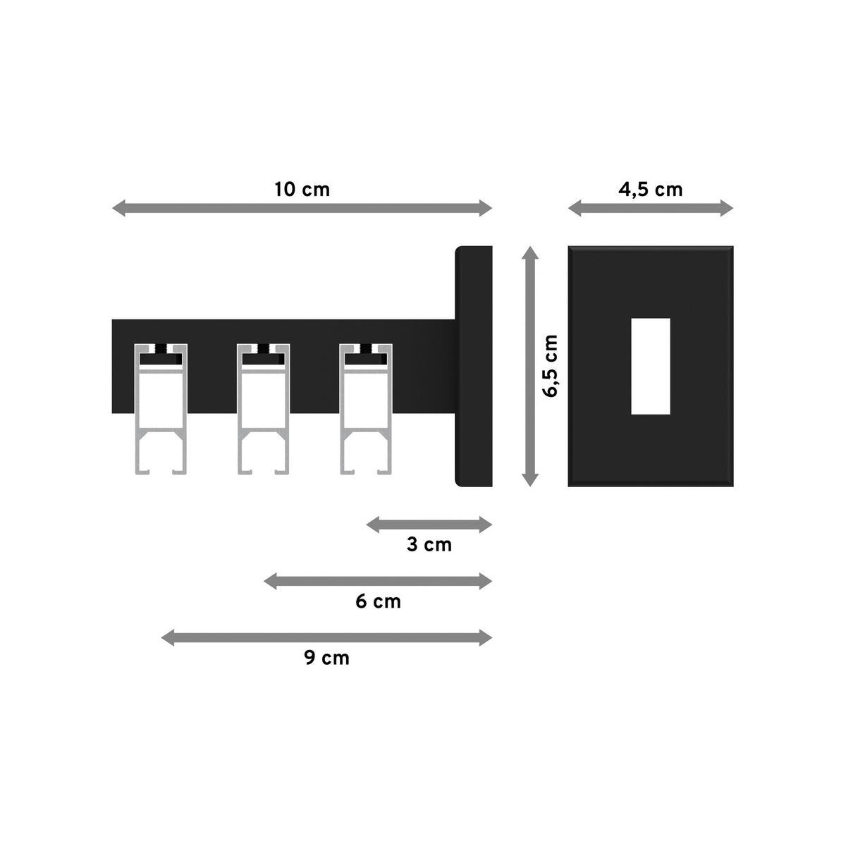 GARDINENSTANGE INNENLAUF Smartline Lox 420 cm (geteilt in 3 x 140 cm), 3-läufig, 14x35 mm Schwarz - Schwarz, Metall (420cm) - INTERDECO