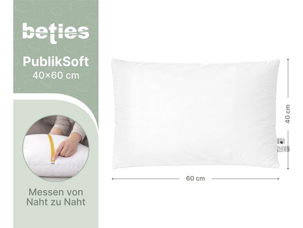 DAUNENKISSEN PublikSoft 40/60 cm - Weiß, Naturmaterialien/Textil (40/60cm) - beties Heimtextil