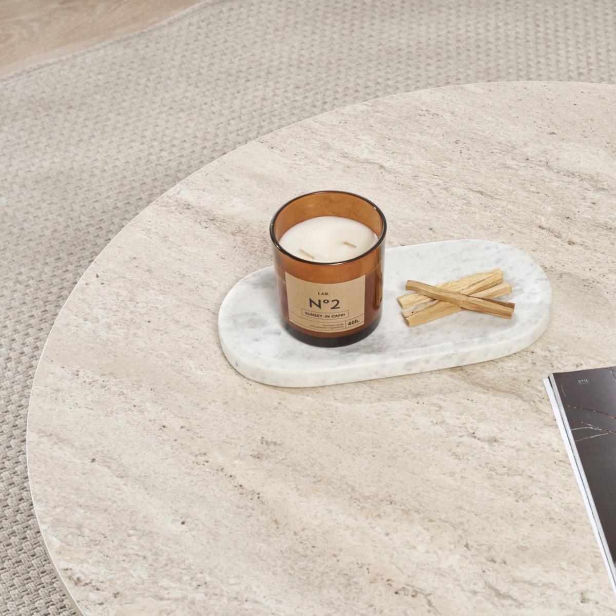 COUCHTISCH mit abgerundeter Platte - soleil 90/90/40 cm - Beige, Holzwerkstoff (95/90/40cm) - Calicosy