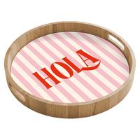 TABLETT Hola - Zitat - Streifen - Pastell - Rosa - Rot - Weiß 40x40 cm - Rosa, Holz (40/5/5cm) - OnlyWow