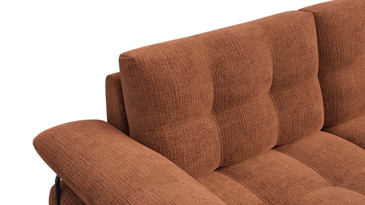 SOFA BUBBARA 2,5-Sitzer, rostrot - Schwarz/Orange, Holz/Textil (215/87/96cm) - Wozimo