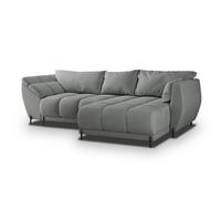 ECKSOFA VESTANO R-S Grau Velours-Stoff mit Schlaffunktion - Grau, Holz (287/182cm) - MASSENO
